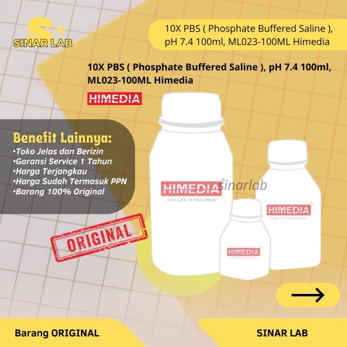 10X PBS ( Phosphate Buffered Saline), pH 7.4 100ml, ML023-100ML Himedia