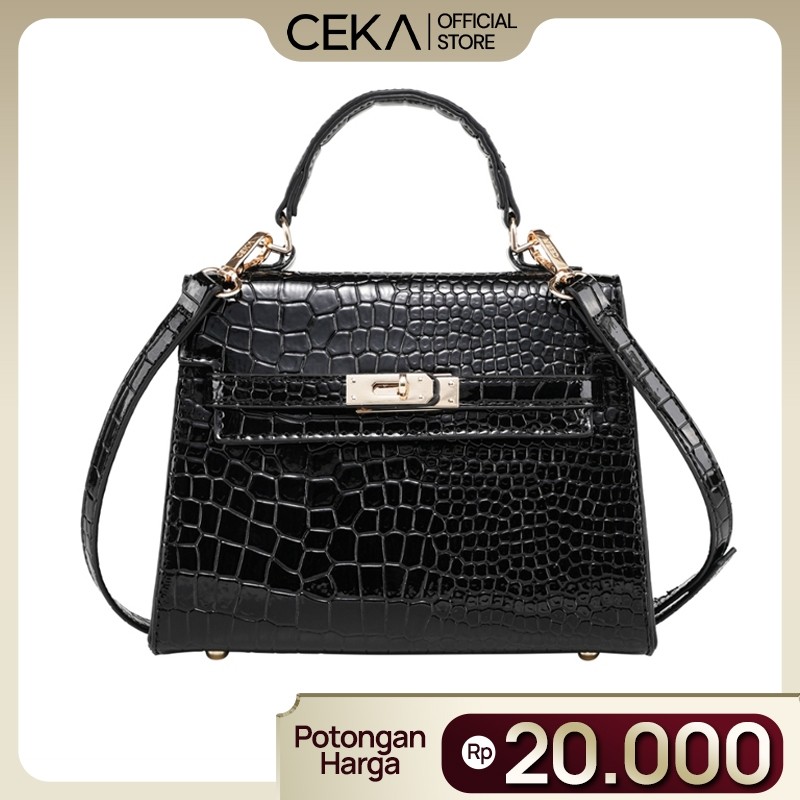 [DISKON GILA] CEKA Tas Wanita Sling Bag Tas Selempang Handbag Tas Kulit PU Croco - Kelly Bag