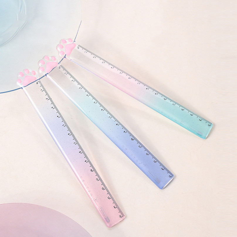 

Gradient Color Cat Paw Ruler School Supplies Kawaii Stationery Transparent 15cm Drawing Tool Cute Stationery Regla Student Rule