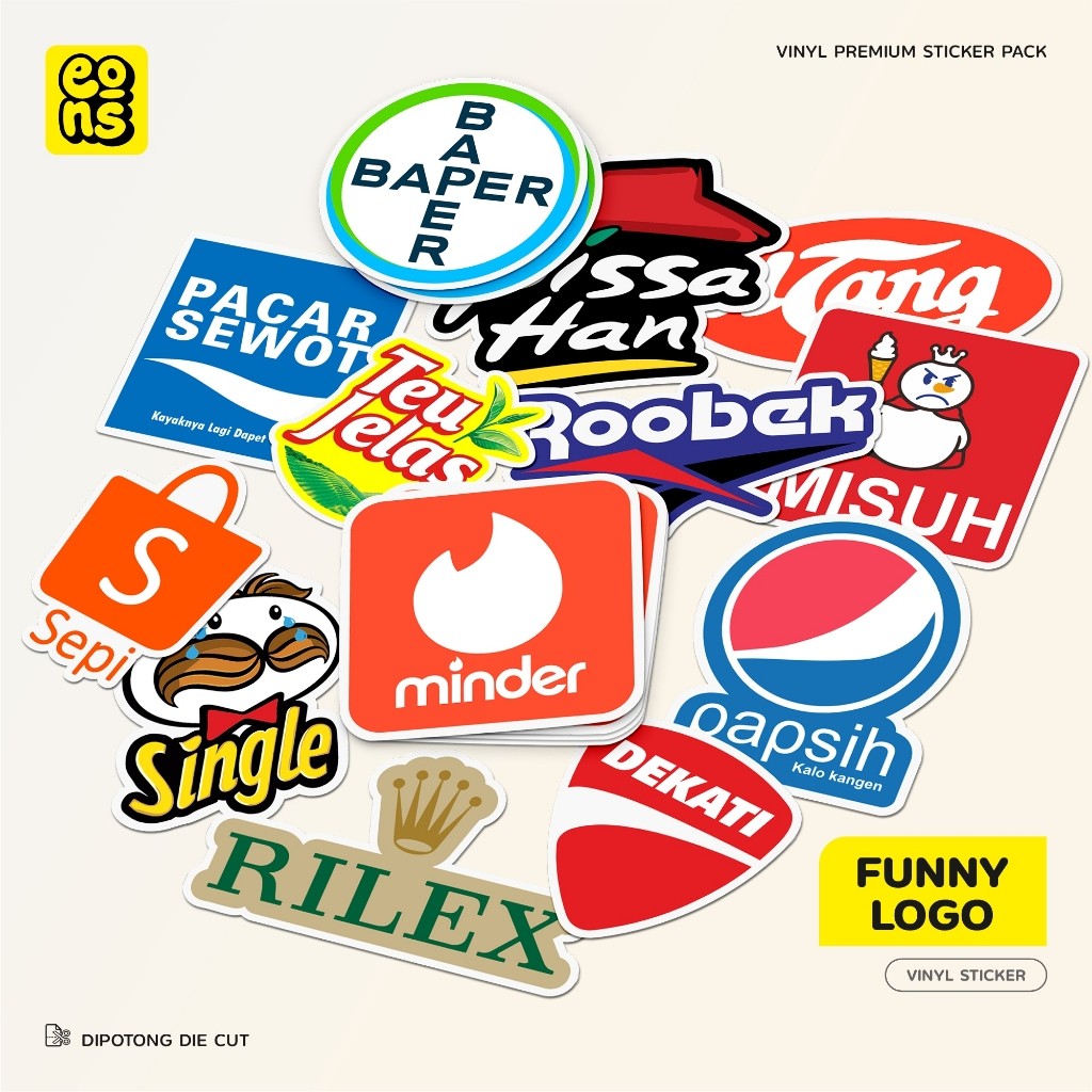 

Stiker Parody Logo Brand Funlog Vinyl Waterproof Sticker Laptop Diary Notebook Journal Koper Casing - 88Store