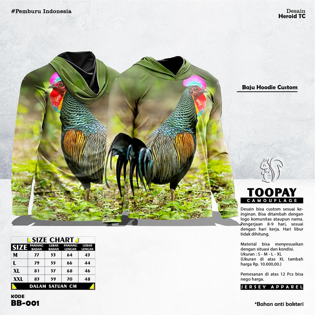 Baju Hoodie Kamuflase Hunting Camo & Kaos Berburu Lengan Panjang Camo untuk Pria Motif Belibis