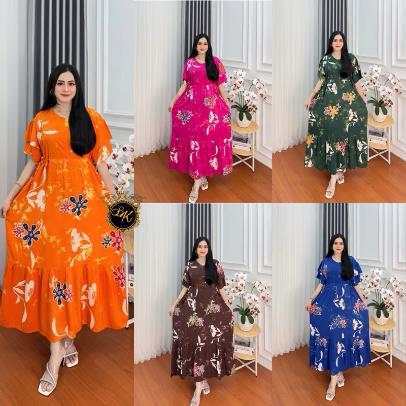 Dress Kanaya Cap Bunga | Daster Cap Jumbo Ld 130 | Daster Kanaya Jumbo| Daster Jumbo Ld 130| Dress J