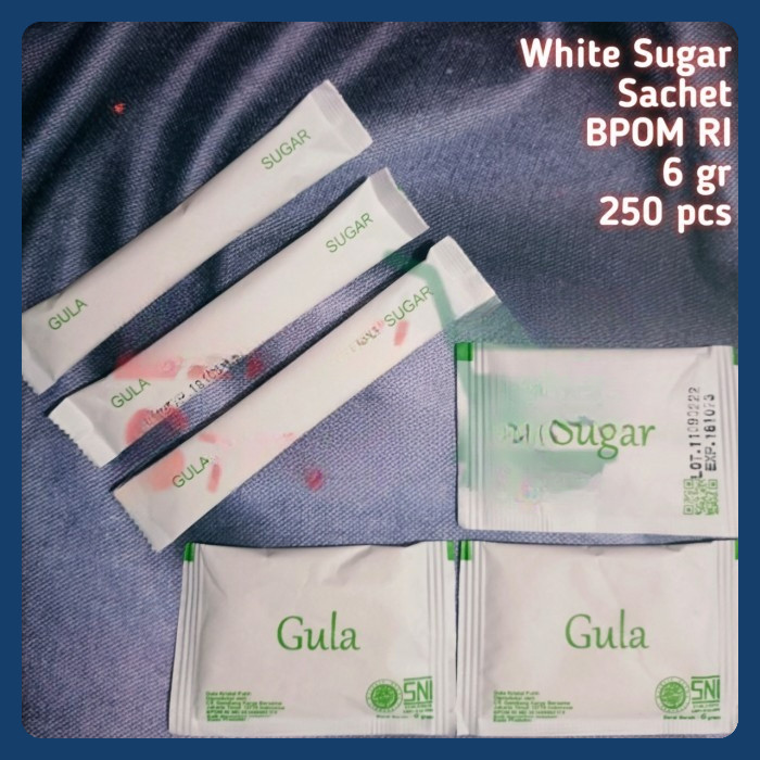 

White Sugar Sachet / Gula Putih isi 250 pcs ( Kotak / Batang )