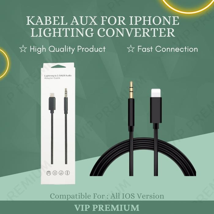 KABEL IPHONE LIGHTNING TO AUX AUDIO CONVERTER HIGH QUALITY - Kabel AUX