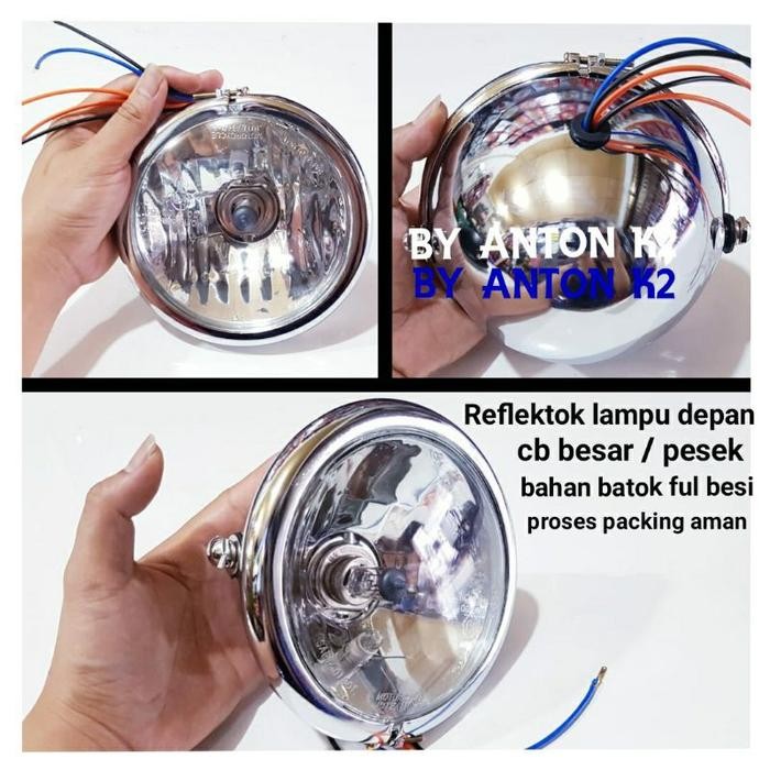 REFLEKTOR LAMPU DEPAN CB100 PESEK-BESAR REFEKTOR LAMPU DEPAN CB 100 H4 - CB100 CROME