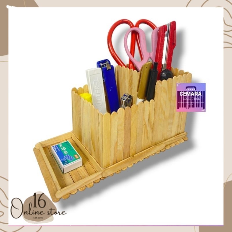 

Tempat Pensil Stik Es Krim Tempat Pulpen Spidol Cutter Tempat ATK