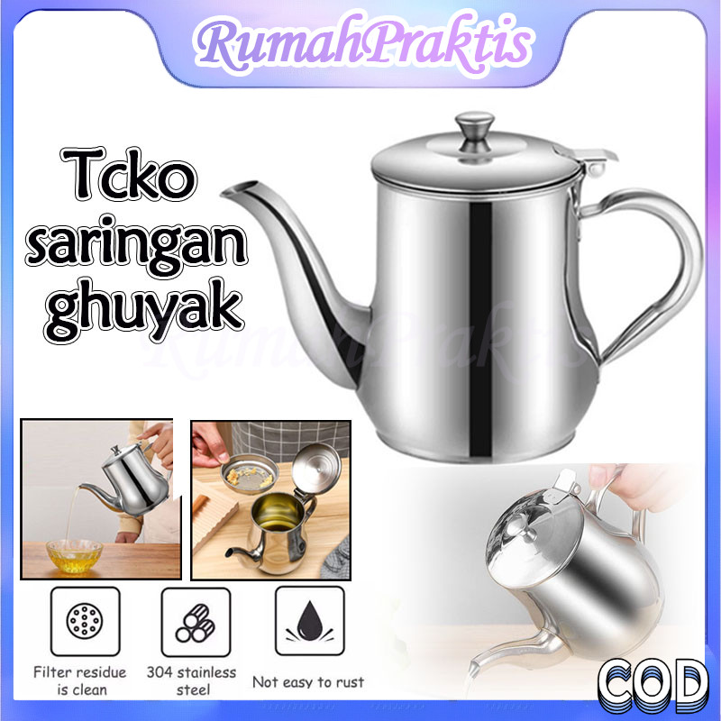teko minyak goreng ceret stainless oil pot kapasitas500ml/oil pot teko saringan minyak stainless ang