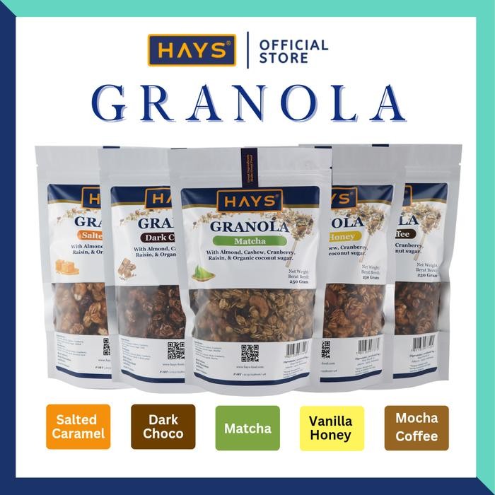 

[[Promo]] HAYS Granola All Variant 250 Gram Almond Mede Cranberry Raisin - DARK CHOCOLATE