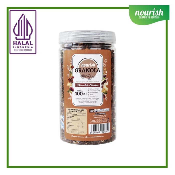 

[[Promo]] Nourish Granola Chocolate Cashew - Kacang Mede (Bebas Kolesterol, Tinggi Serat, Vegan) - 400 gr