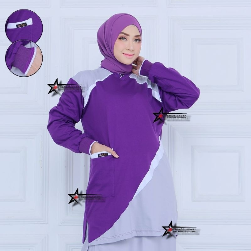 Baju Olahraga Muslimah / Koas Olahraga Muslimah / Atasan Baju Senam Tunik Muslimah