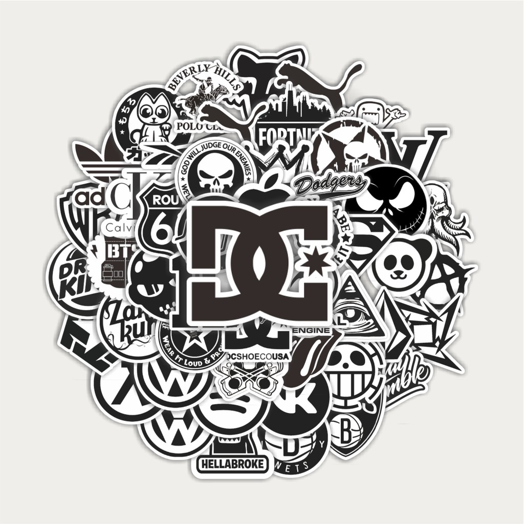 

Sticker Pack Stiker Random Logo Brand Black & White Versi 4 | Sticker TUMBLR | Stiker LAPTOP KOPER HELM