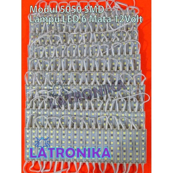 Promo Lampu LED Biru Modul 5050 SMD Waterproof 6 Mata LED 12V 12 Volt terlaris
