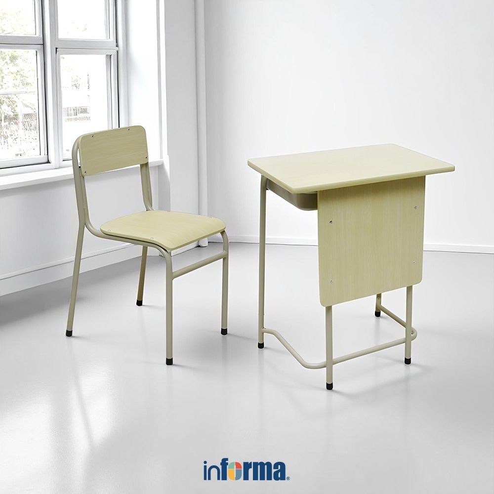 Informa Polo Set Meja Dan Kursi Sekolah - Krem Kids Study Table Chair Perlengkapan Furniture Belajar