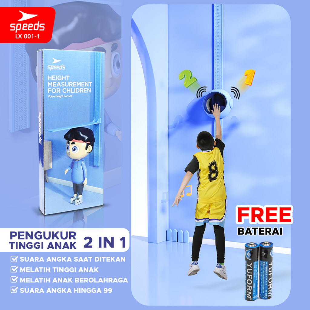 NEW SPEEDS Meteran Tempel Pengukur Tinggi Badan Anak Praktis Akurat Disertai Alat Lompat Peninggi