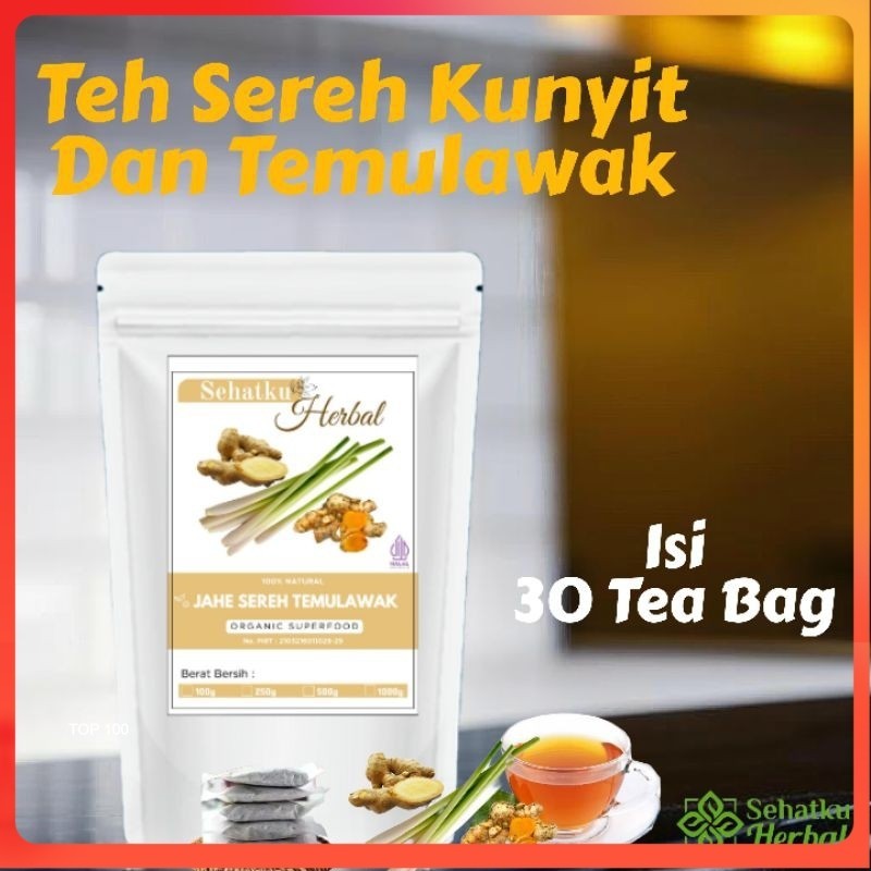 

SEHATKUHERBAL Teh Sereh Jahe Dan Temulawak : Lemonggras Ginger Curcuma tea isi 30 tea bag
