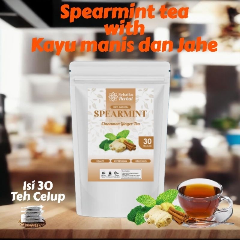 

SEHATKUHERBAL Spearmint tea, Jahe dan Kayu manis : Spearmint tea with Cinnamon ginger tea Isi 30 tea bag