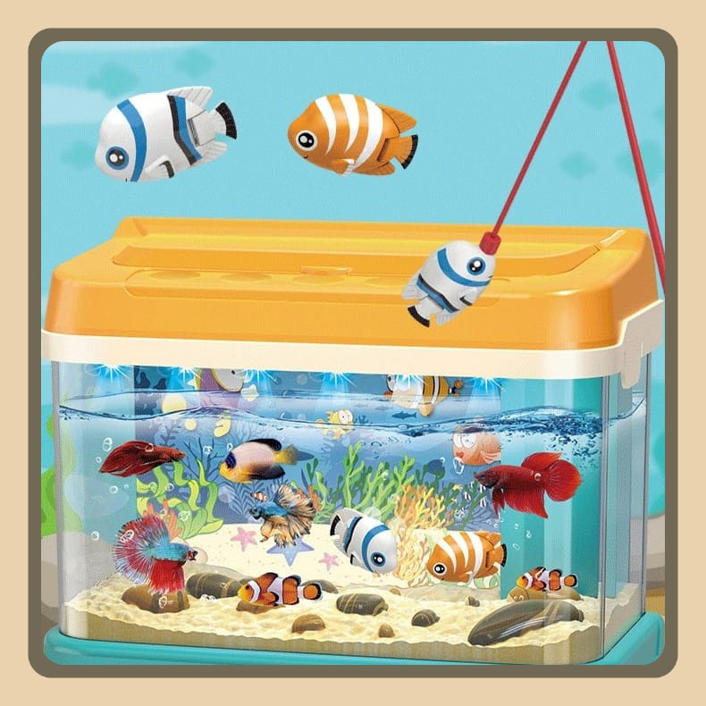 Aquarium Fun Interaction Mainan Pelihara Ikan Hewan Laut Fishing Game Set Magnet Box