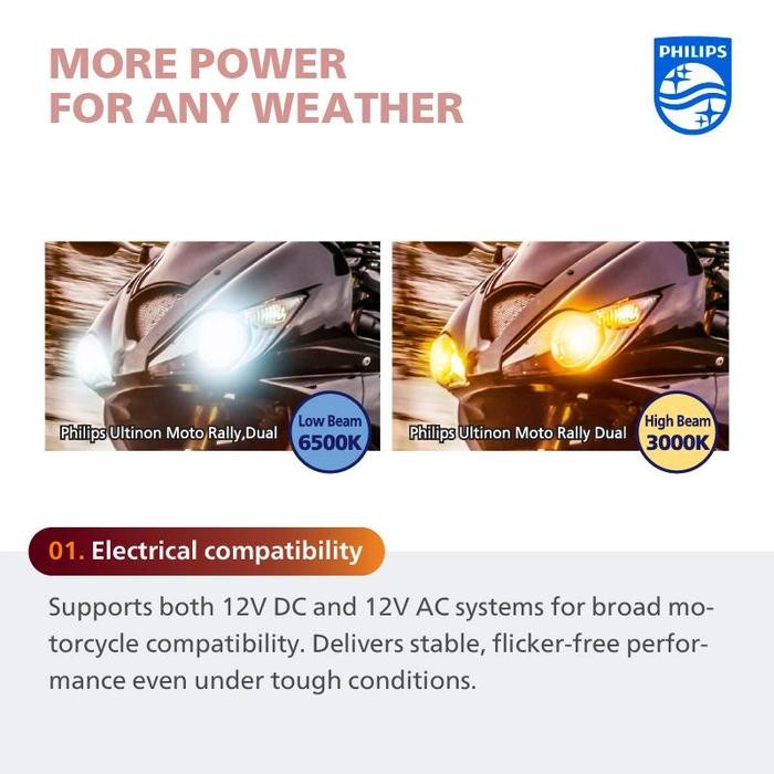 Aluna_Collection4 Led Motor Supra X 125 Philips Ultinon Moto Rally Dual Led H6 M5 T19 2Warna Ac Dc