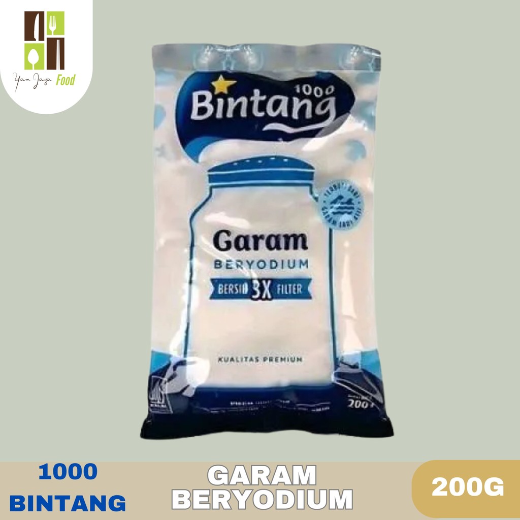 

Garam 1000 Bintang 200g / Garam Beryodium Garam Meja 1000 bintang 200 gr