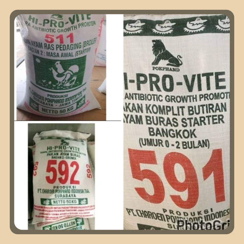 Hi Pro Vite Voer Pur Pakan Ayam 511,591,592 Ecer 10 Kg