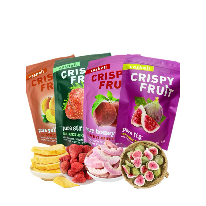 

casheli 200g Bundle of 4 Crispy Freeze-dried Strawberry 50g+ Freeze-dried Yellow Peach 50g +Freeze-dried Pink Peach 50g+Freeze-dried Fig 50g