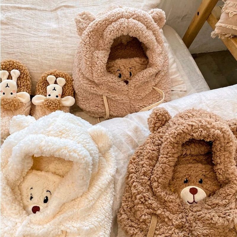 TOPI WOOL topi beruang masker topi jennie topi syal leher import