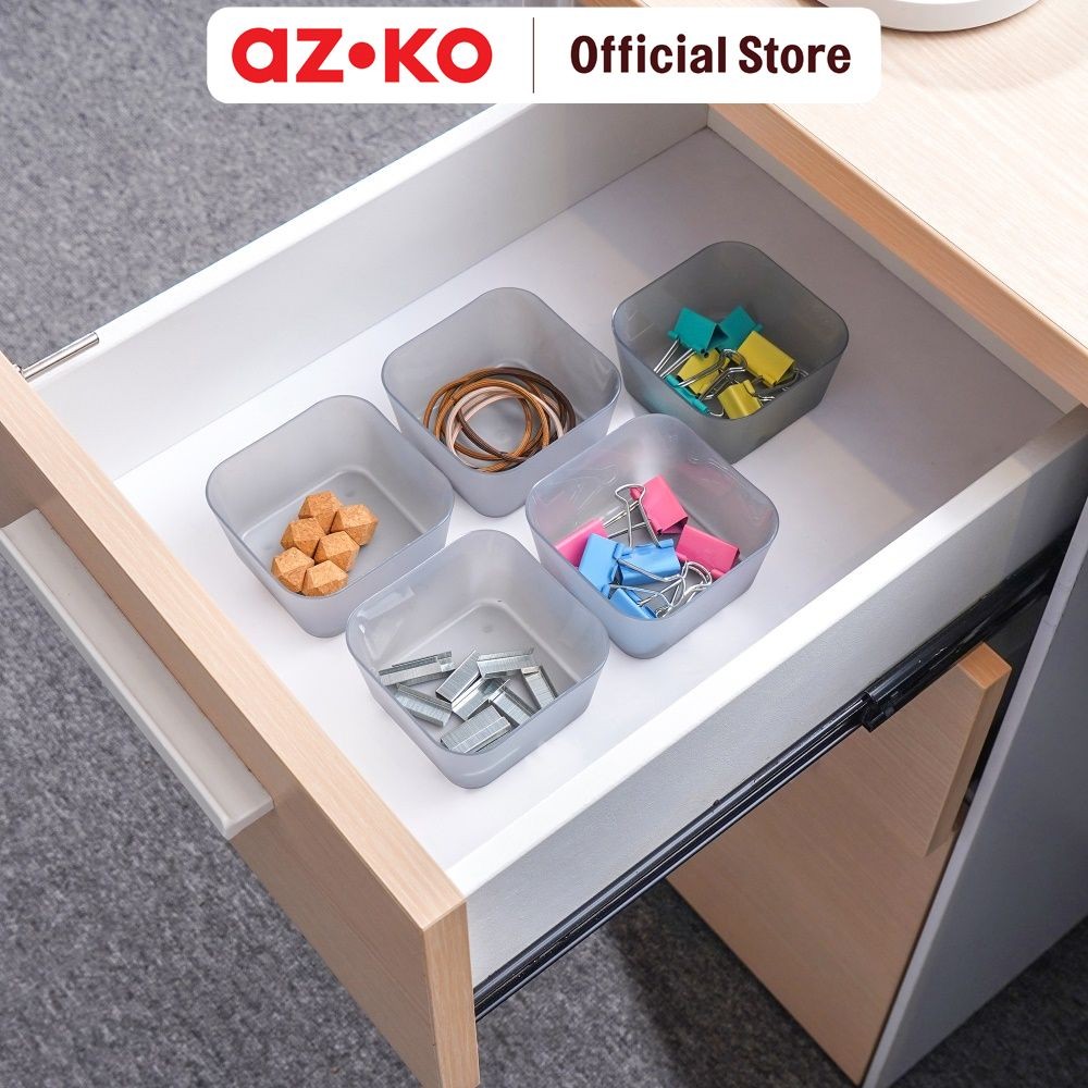 AZKO Stora 8.3x8.3x4.5 cm Set 5 Pcs Organizer Laci - Abu-Abu Drawer Storage Kotak Kompartemen Laci S