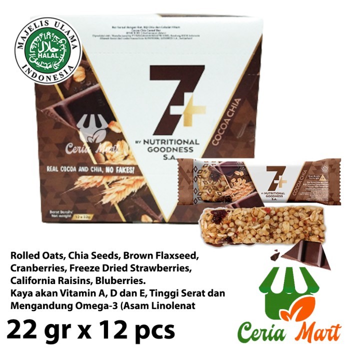 

Granola Bar 7+ Seven Coklat Plus Box isi 12 pcs Oat Chia Flaxseed