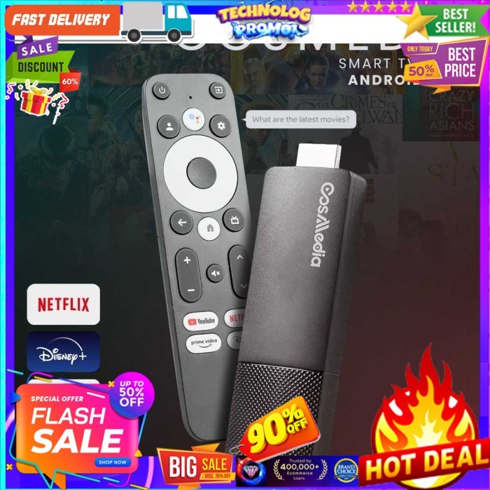 Smart TV Stick 4K Android 11 Chromecast Netflix + Google Assistant