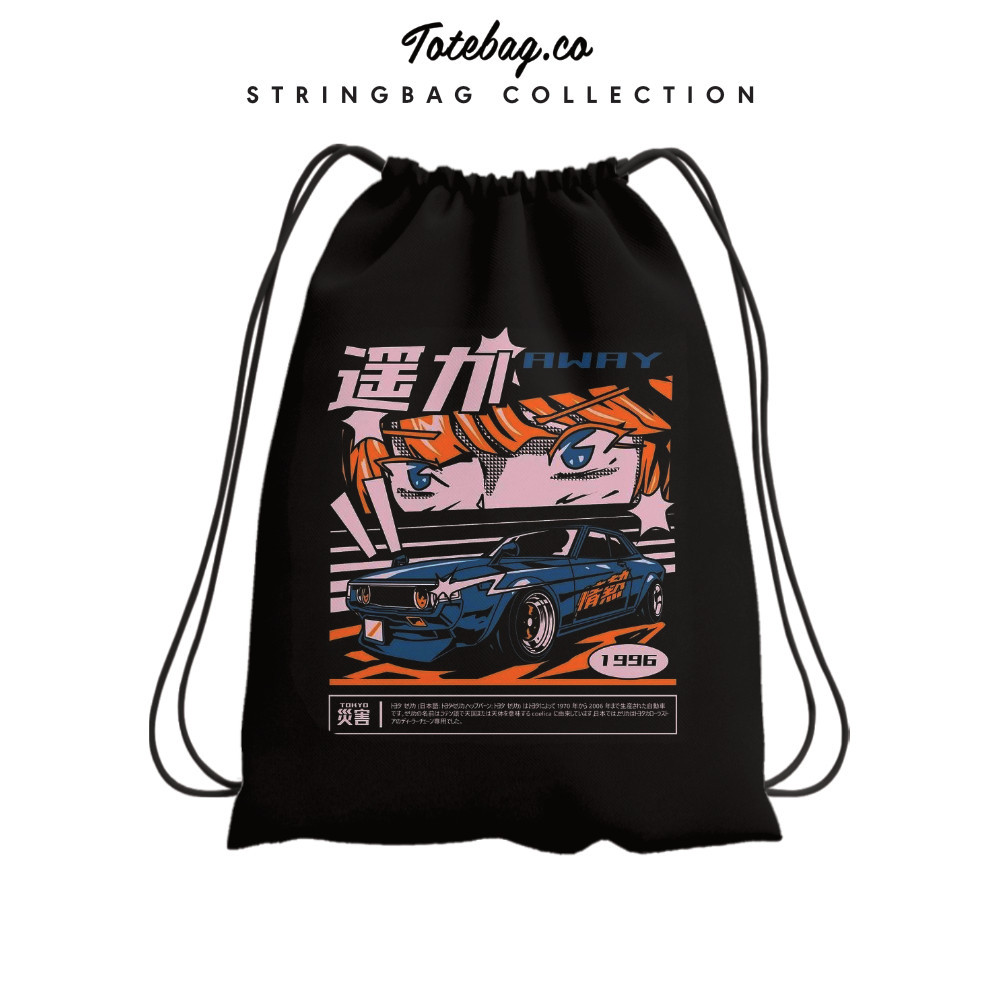 Gymsack Tas Serut Mobil JDM AWAY AE86 Silvia Skyline NSX LBWK Stringbag