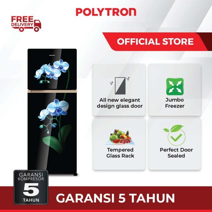 LEMARI ES POLYTRON PRW 25MOB / POLYTRON KULKAS 2 PINTU BELLEZA VARIA JUMBO PRW 25MOB 240 LITER 25 MO