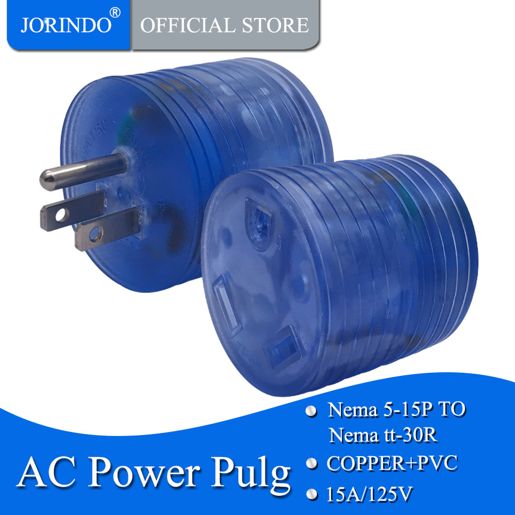 JORINDO 5-15P TO TT-30R  15 to 30 amp Rv Electrical Power Adapter Standard 15 Amp Male (5-15p) to 30