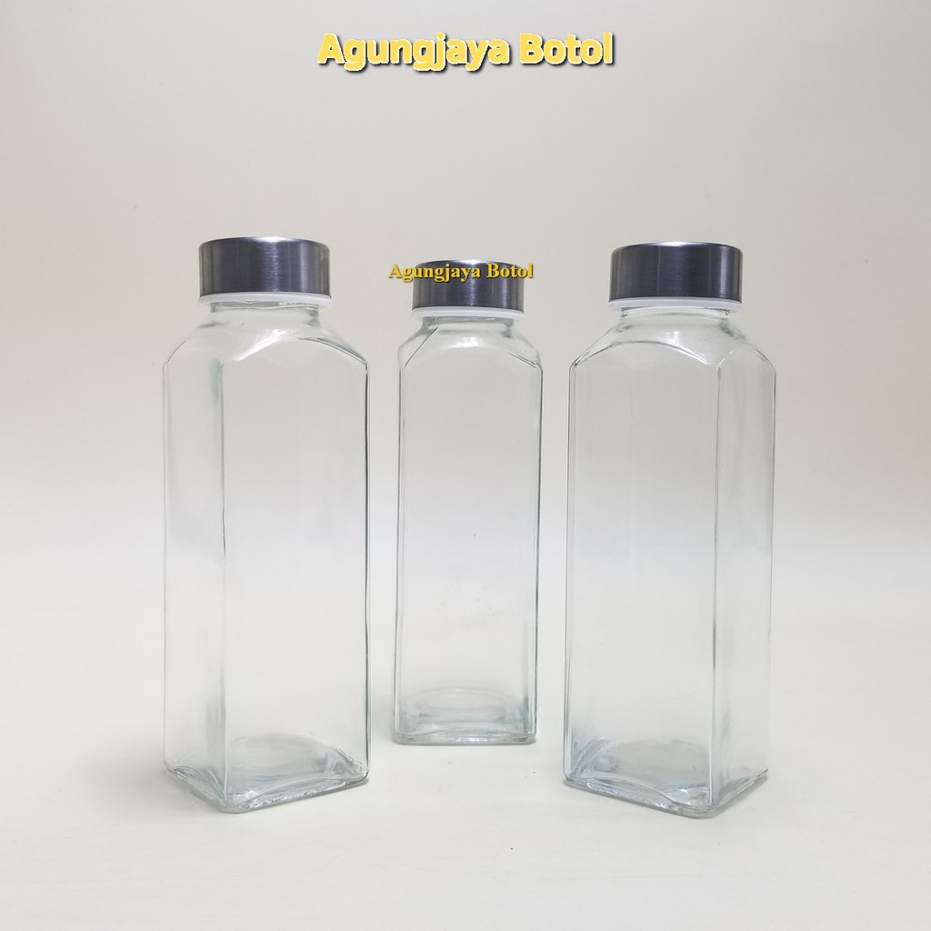 Botol Kaca 350 Ml Kale  Kotak Clear / Botol Kaca / Botol Kaca Food / Botol Minuman / Botol Juice / B