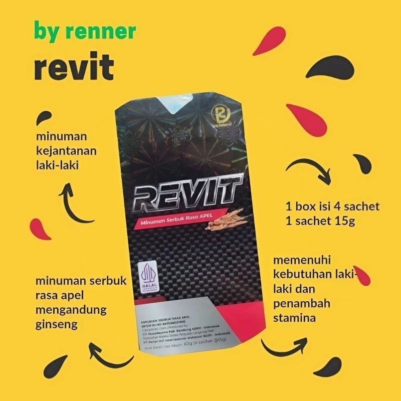 

REVIT by rennner minuman serbuk rasa apel (khusus orang dewasa) 1box isi 4 sachet