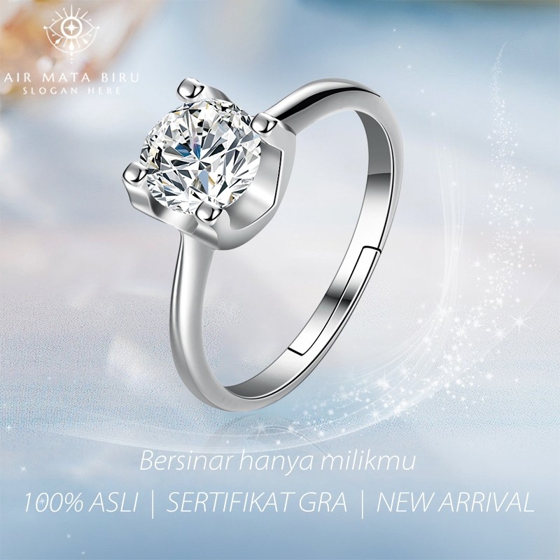 Moissanite cincin moissanite sertifikat 1.0 Carat cincin berlian cincin wanita perak 925 BTJZ-003