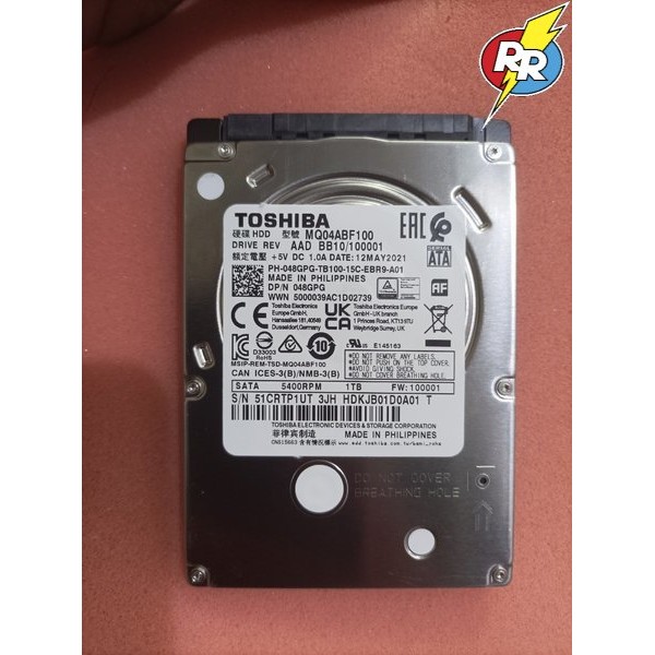 Hdd Hardisk laptop 1 TB Merk Toshiba model Slim