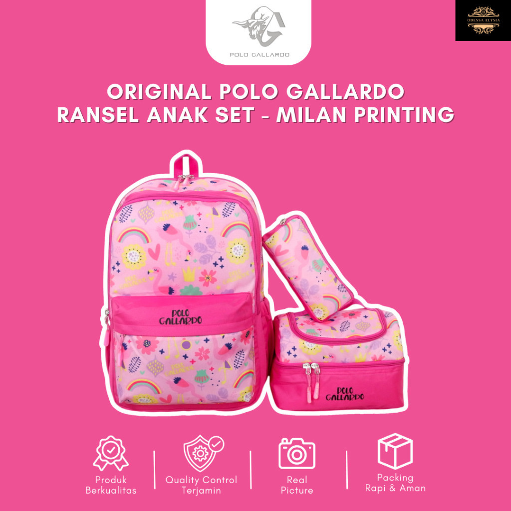 Tas Ransel Lunchbox Sekolah Anak Perempuan Polo Gallardo Snappy Backpack Cewek Cowok Kotak Bekal