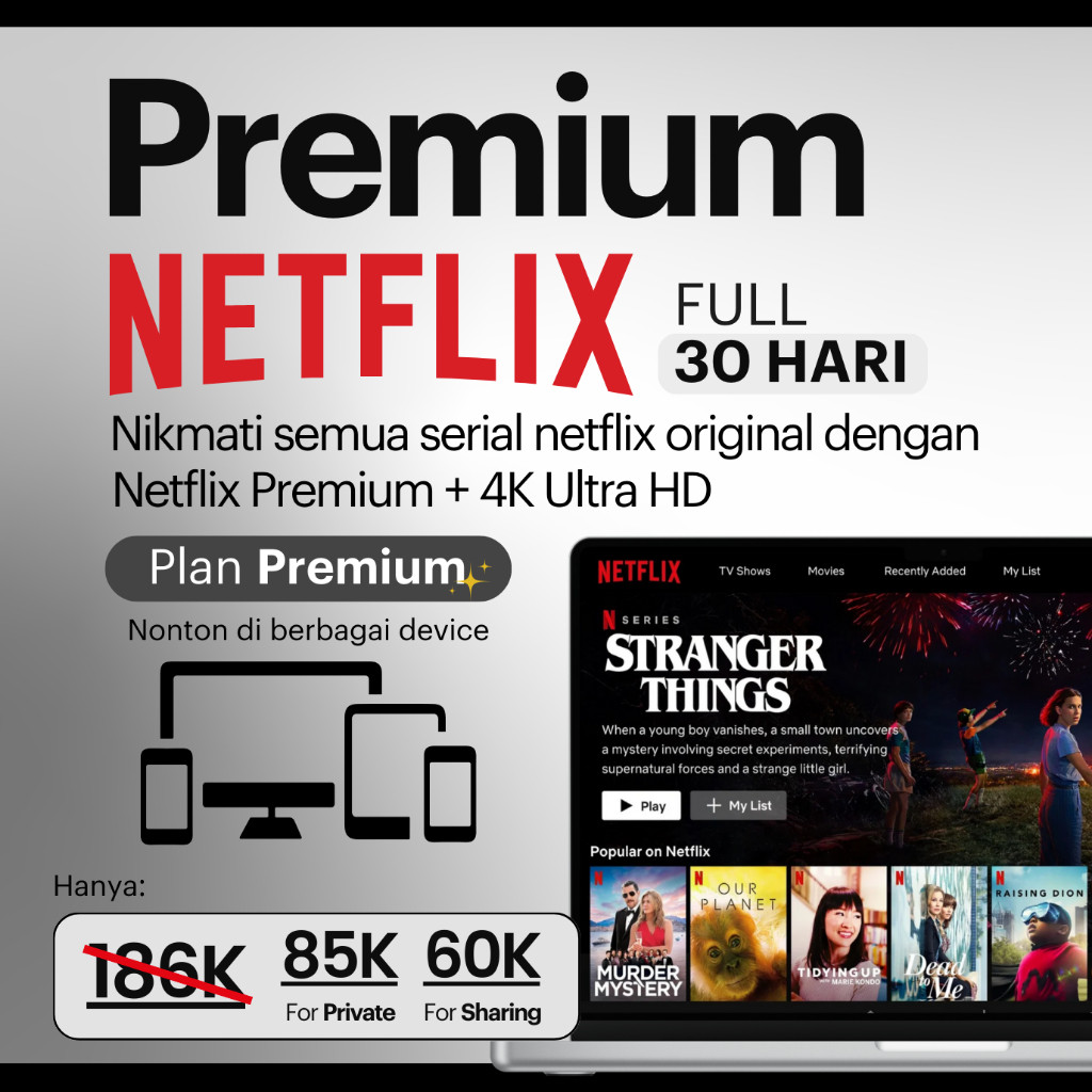 Netflix Premium Private / Sharing Full 30 Hari + Full Garansi
