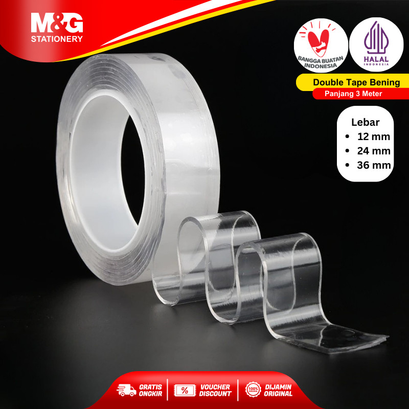 

M&G Double Tape Nano 3 M Perekat 2 Sisi Transparan Isolasi Bening 3 Lebar Varian (12mm/24mm/36mm)