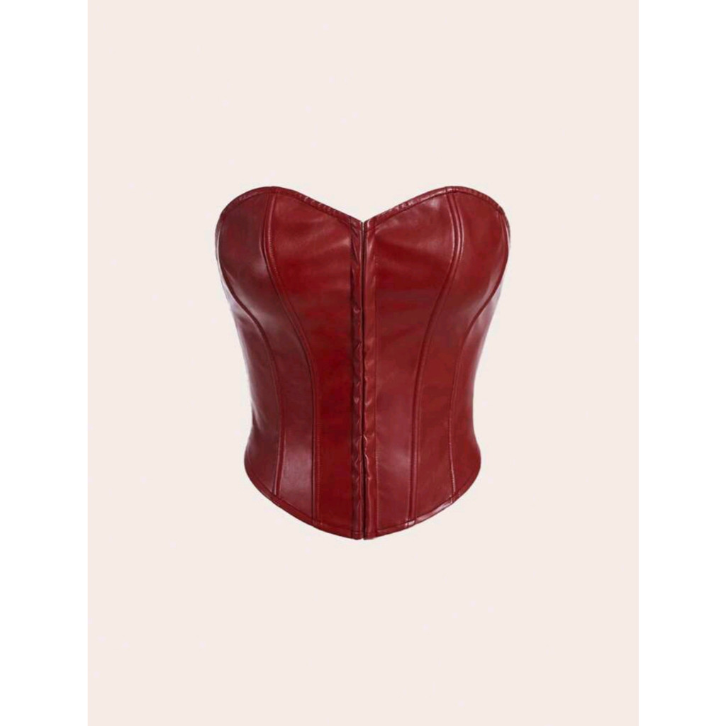 SShine Mod Women's Red Pu Leather Tube Top