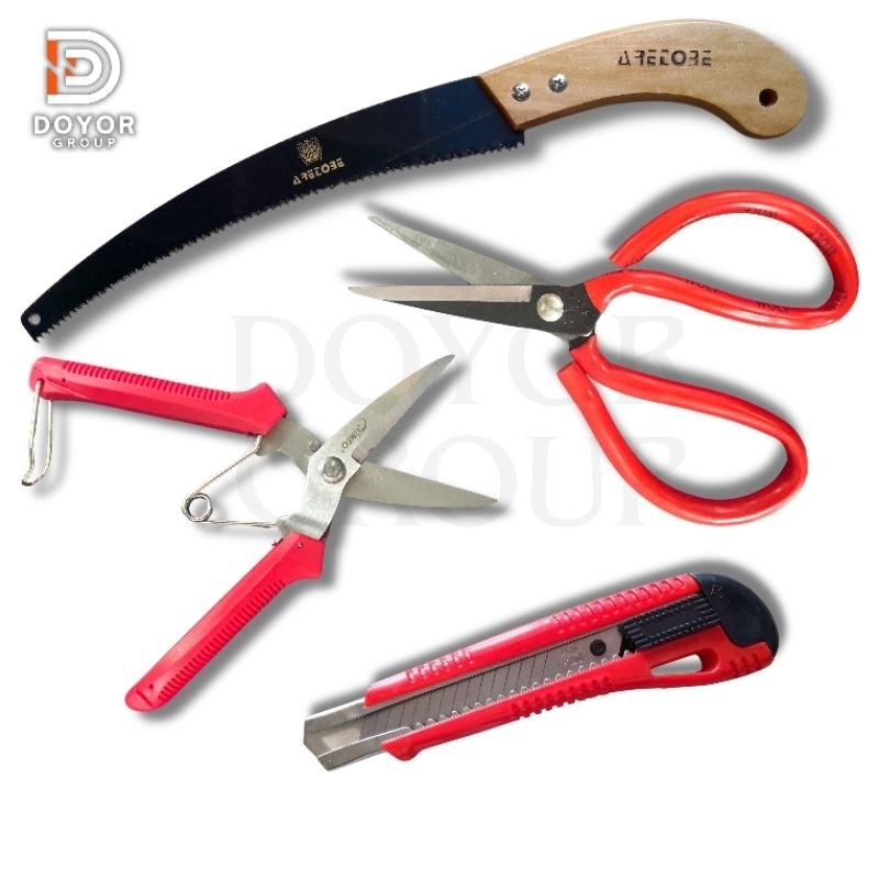 1 Set Alat Pruning Bonsai isi 4 - Gergaji, Gunting Lengkung, Gunting Lurus, Catok Bonsai