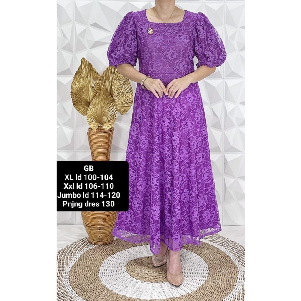 ES SHOOPY Dres SEMI BROKAT PREMIUM LEHER BULAT/longres BRUKAT Cantik Import LENGAN BALON