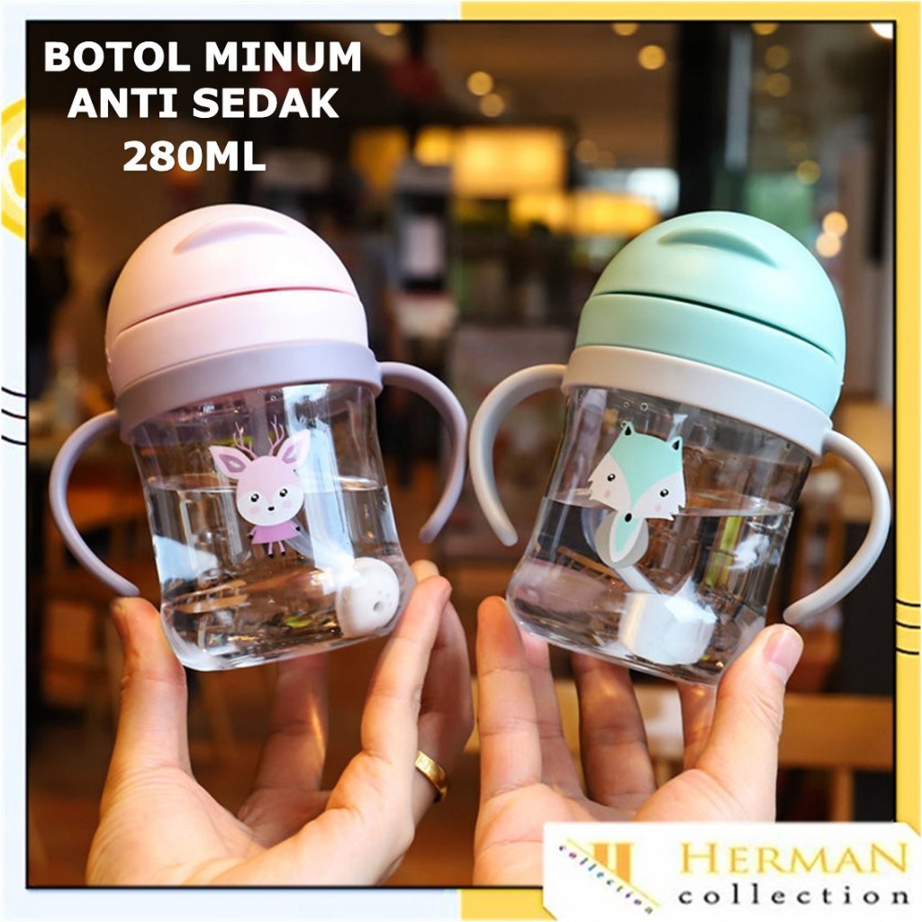 HC Botol Minum Anak Viral 280ML Botol Air Minum Anak Bayi Karakter Hewan Gelas istanaonlineku