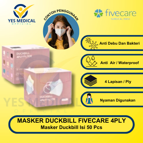 Masker Duckbill Fivecare Mask 4Ply Original Isi 50pcs (1BOX)