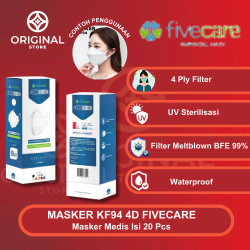 MASKER  FIVECARE 4D 4PLY ISI 20 MASKER FIVE CARE 4D