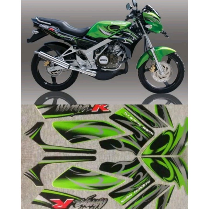 STRIPING ORI KAWASAKI NINJA R 2012 HIJAU POLET STIKER