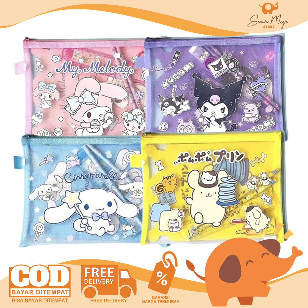 

Fancy Study Set Zipper Motif Sanrio 3355 - Paket Alat Tulis Tempat Pensil Jaring A5 Murah