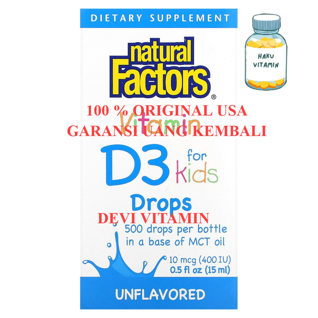 Natural Factors vitamin D3 for kids drops liquid cair 100% ORIGINAL USA vit d vitamin anak 400 iu su