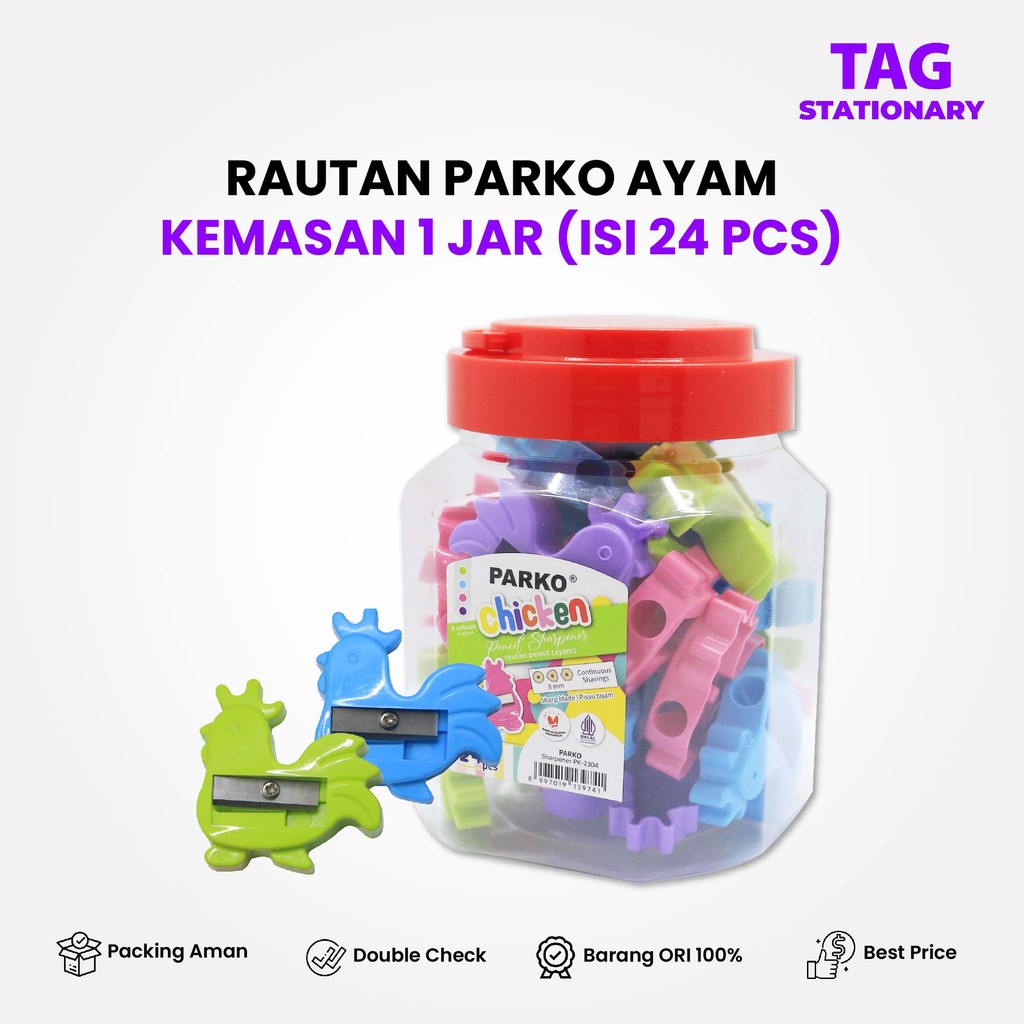 

Rautan Pensil Serutan Sharpener Ayam (24PCS/JAR) Parko / Rautan Pensil Timur Agung