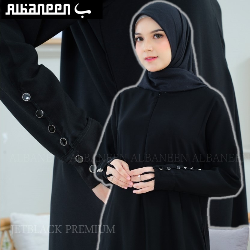 JK38CL [NEW Mola Dress] Gamis hitam polos wanita premium | Abaya Jetblack mewah Albaneen.syari Ori |